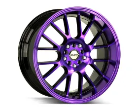 Strada Shift Crank Wheel 17x7.5 5x100 30mm Gloss Black Purple Machined Spoke Faces and Lip
