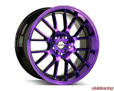 Strada Shift Crank Wheel 17x7.5 5x100 30mm Gloss Black Purple Machined Spoke Faces and Lip - H28750030GBMP