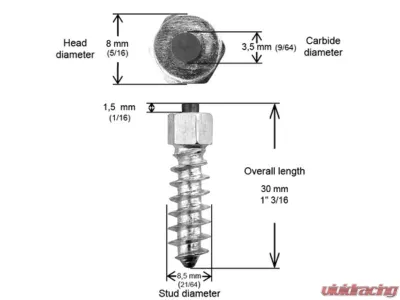 iGrip Box of 200 1 1/8inch-30mm Standard Screw Studs - ST-30200