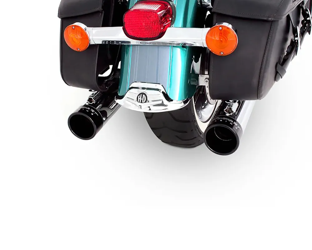 Rinehart Racing True Duals Chrome 4" Full Exhaust System w/ Black End Caps Harley Davidson Touring 1995-2008 - 100-0202