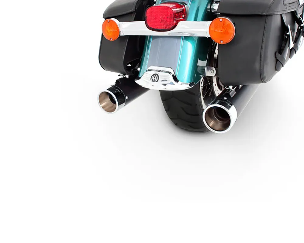 Rinehart Racing True Duals Black 3.5" Full Exhaust System w/ Chrome End Caps Harley Davidson Touring 1995-2008 - 100-0103C