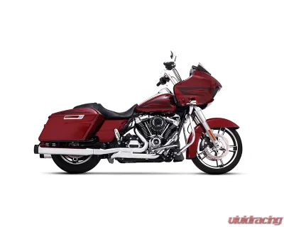 Rinehart Racing Chrome Slimline Duals System w/ 4.5" Chrome Slip-Ons & Black End Caps Harley Davidson Touring 2009-2016 - 100-1432