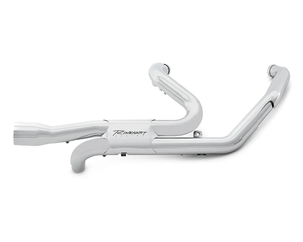 Rinehart Racing Chrome Slimline Duals System w/ 4" Chrome Slip-Ons & Chrome End Caps Harley Davidson Touring 2009-2016 - 100-1430C