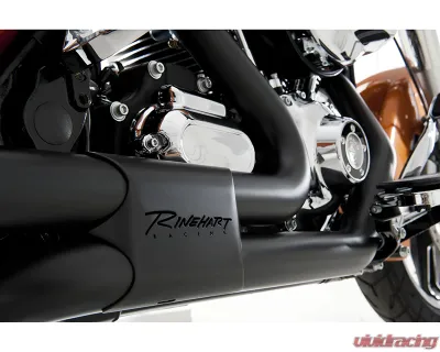 Rinehart Racing Black Slimline Duals System w/ 4.5" Black Slip-Ons & Black End Caps Harley Davidson Touring 2009-2016 - 100-1433