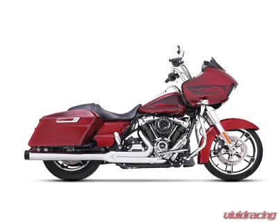 Rinehart Racing Chrome 2-Into-1 Exhaust System w/ Black End Cap Harley Davidson Touring 1995-2008 - 200-0104