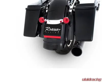 Rinehart Racing Black 2-Into-1 Exhaust System w/ Black End Cap Harley Davidson Touring 2017+ - 200-1107