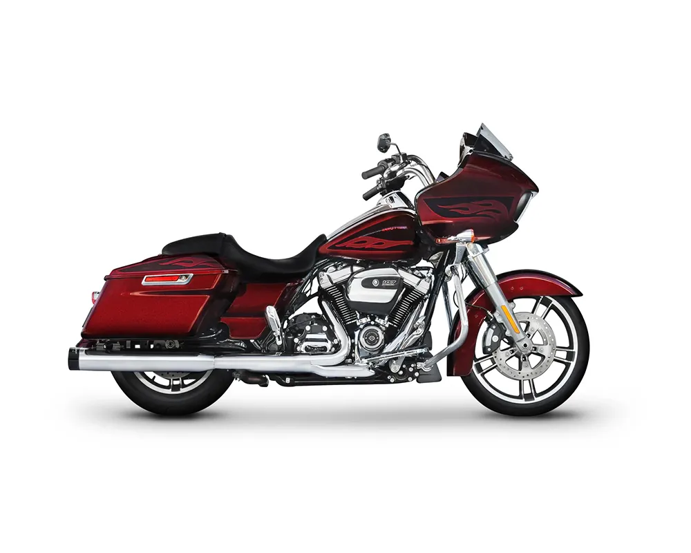 Rinehart Racing Chrome 4" Slip-On Mufflers w/ Black End Caps Harley Davidson Touring 2017+ - 500-0106