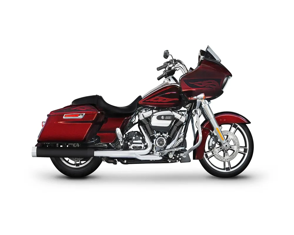 Rinehart Racing Black 4" Slip-On Mufflers w/ Chrome End Caps Harley Davidson Freewheeler Trike - 500-0105C