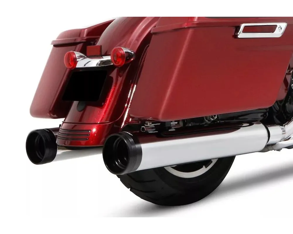 Rinehart Racing DBX45 Chrome 4.5" Slip-On Mufflers w/ Black Tradition End Caps Harley Davidson Touring 1995-2016 - 500-0165