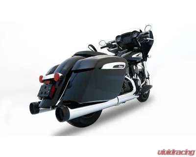 Rinehart Racing DBX45 Chrome 4.5" Slip-Ons Exhaust w/ Black Tradition End Caps Harley Davidson Indian Touring | Bagger 2014+ - 500-0565