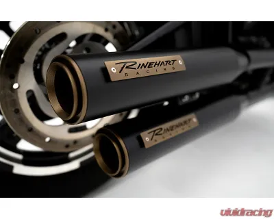 Rinehart Racing HP35 Black 3.5" Softail Slip-Ons Exhaust w/ Bronze End Caps Harley Davidson Softail Slim | Low Rider | Street Bob | Breakout | Fat Boy 2018+ - 500-1247
