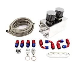 PLM Silver Power Driven Universal Oil Catch Can Kit Breather Tank
