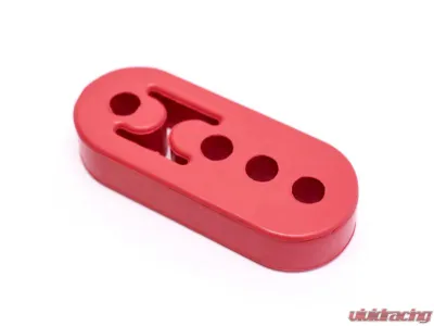Private Label Mfg Red Adjustable Exhaust Hanger, 4.3" Length, Polyurethane Rubber - PLM-EXHAUST-HANGER-ADJ-RED