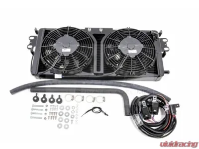 PLM Black Heat Exchanger w/ SPAL Fans & Wiring Harness Ford Mustang | Shelby GT500 2007-2012 - PLM-HE-FD-GT500-BLK-SPAL
