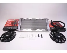 PLM Silver Heat Exchanger w/ SPAL Fans Ford Mustang 2005-2019