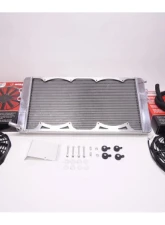 PLM Silver Heat Exchanger w/ SPAL Fans Ford Mustang 2005-2019                                     - PLM-HE-FD-STANG-SIL-SPAL - Image 4