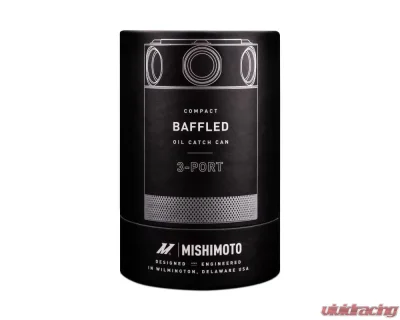 Mishimoto Black 3 Port Compact Baffled Oil Catch Can - MMBCC-CBTHR-BK