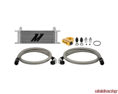 Mishimoto Universal Silver Thermostatic 13-Row Oil Cooler Kit - MMOC-U13TSL