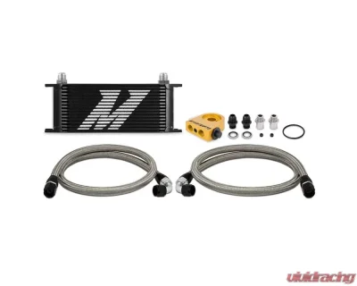 Mishimoto Universal Black Thermostatic 16-Row Oil Cooler Kit - MMOC-U16TBK