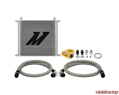 Mishimoto Universal Silver Thermostatic 34-Row Oil Cooler Kit - MMOC-U34TSL