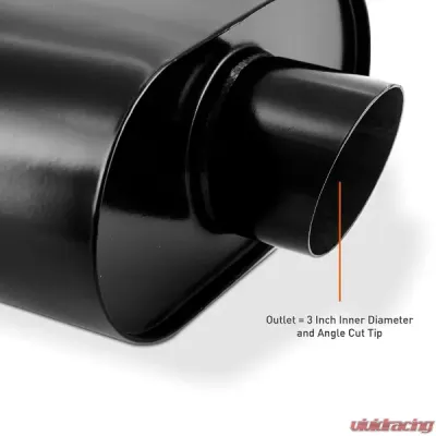 Mishimoto Stainless-Steel Exhaust Muffler w/ 3" Angle Tip Black - MMEXH-MF-AT-3CCBK