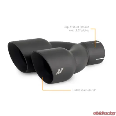 Mishimoto 2.5" Inlet 3" Outlet Dual Offset Exhaust Tip Black - MMEXH-TIP-FSTBK