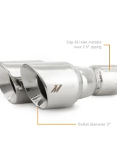 Mishimoto 2.5" Inlet 3" Outlet Dual Offset Exhaust Tip Polished                                     - MMEXH-TIP-FSTP - Image 2