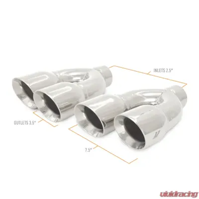 Mishimoto 2.5" Inlet 3.5" Outlet Dual-Y Exhaust Tip - MMEXH-TIP-QY25P