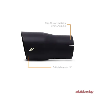 Mishimoto 4" inlet 5" Outlet Single Wall Exhaust Tip Black - MMEXH-TIP-SWBK