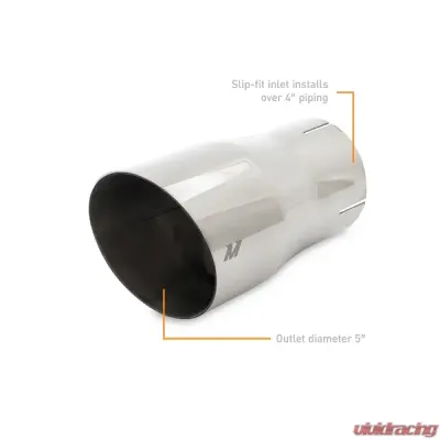 Mishimoto 4" inlet 5" Outlet Single Wall Exhaust Tip Polished - MMEXH-TIP-SWP