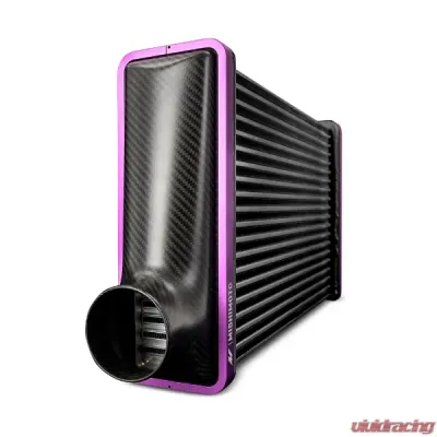 Mishimoto 450mm Black Core Offset Purple Anodized V-Band Gloss Tank Universal Carbon Fiber Intercooler - MMINT-UCF-G4B-C-P