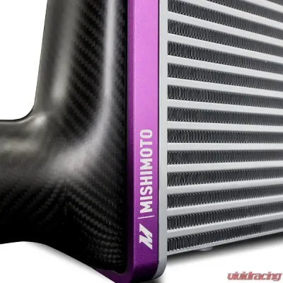 Mishimoto 450mm Black Core Offset Purple Anodized V-Band Gloss Tank Universal Carbon Fiber Intercooler - MMINT-UCF-G4B-C-P