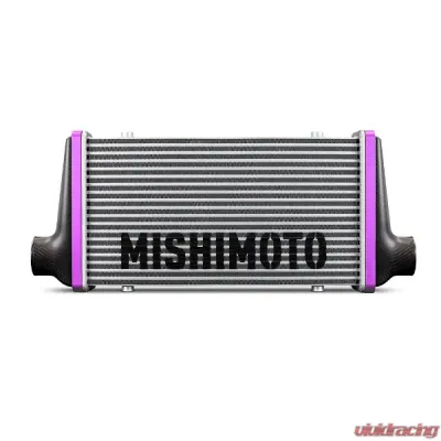 Mishimoto 450mm Black Core Offset Purple Anodized V-Band Gloss Tank Universal Carbon Fiber Intercooler - MMINT-UCF-G4B-C-P