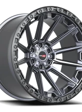 Vortek VRT-601 Spartan Wheel 22x12 6x135|6x139.7 -44mm Matte Titanium w/ Black Bead Ring                                     - 601221257-44MTBR - Image 4