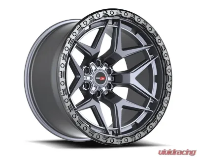 Vortek VRT-603 Atheno Wheel 20x9.5 8x165.1 18mm Matte Titanium w/ Black Bead Ring - 60320955818MTBR