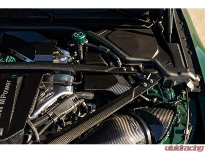 Karbonius Silver Anodized Mount 1x1 Gloss Carbon Front Strut Brace BMW M2 | M3 | M4 G80|G81|G82|G83|G87 2021-2025 - G8XSB01-CF-1-AS
