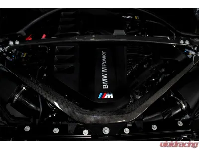 Karbonius Silver Anodized Mount 2x2 Gloss Carbon Front Strut Brace BMW M2 | M3 | M4 G80|G81|G82|G83|G87 2021-2025 - G8XSB01-CF-2-AS