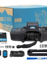 Borne Off-Road Black Synthetic Rope 10K Winch                                     - BNWN-10-SBK - Image 2