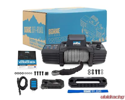 Borne Off-Road Grey Synthetic Rope 10K Winch - BNWN-10-SGR