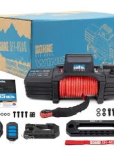 Borne Off-Road Red Synthetic Rope 12K Winch                                     - BNWN-12-SRD - Image 2