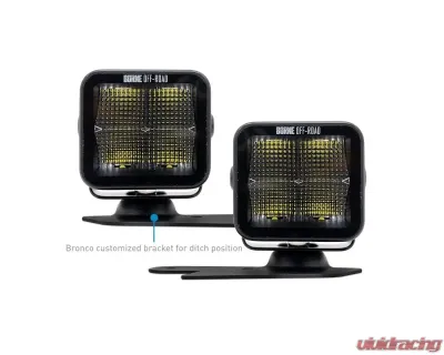 Borne Off-Road Ditch Light 3x3 Flood 2pc Ford Bronco 2021+ - BNLT-BR-21-DT2F