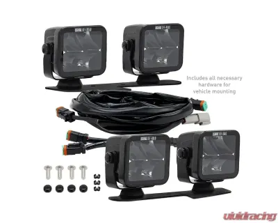 Borne Off-Road Ditch Light 3x3 Flood Uplift 4pc Ford Bronco 2021+ - BNLT-BR-21-DT4FU