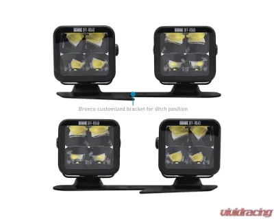 Borne Off-Road Ditch Light 3x3 Flood Uplift 4pc Ford Bronco 2021+ - BNLT-BR-21-DT4FU