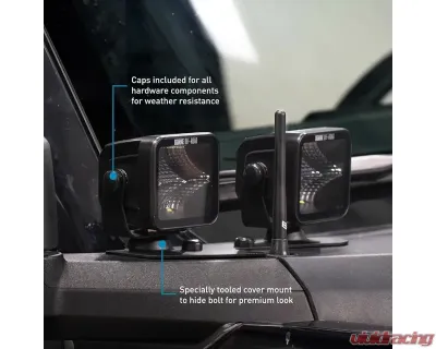 Borne Off-Road Ditch Light 3x3 Flood Uplift 4pc Ford Bronco 2021+ - BNLT-BR-21-DT4FU