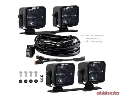 Borne Off-Road Ditch Light 3x3 Flood 4pc Ford Bronco 2021+ - BNLT-BR-21-DT4F