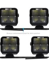 Borne Off-Road Ditch Light 3x3 Flood 4pc Ford Bronco 2021+                                     - BNLT-BR-21-DT4F - Image 3