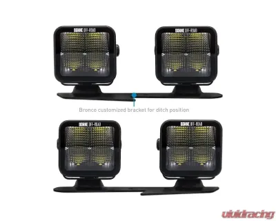 Borne Off-Road Ditch Light 3x3 Flood 4pc Ford Bronco 2021+ - BNLT-BR-21-DT4F