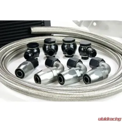 MAPerformance Rev2 Oil Cooler Kit w/ Mounting Brackets Stainless Steel Hose Mitsubishi Evolution X 2008-2015 - MAP EVOX-OCK-SS+MAP EVOX-OCK-MB