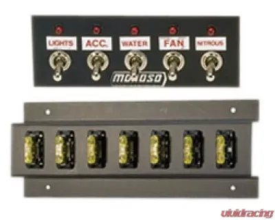 Moroso Five On/Off Switches 2in x 5.5in Dash Mount Toggle Switch Panel - 74133