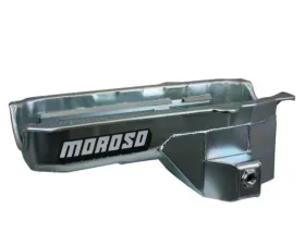 Moroso Wet Sump 5.5qt 7.5in Steel Oil Pan Chevrolet Small Block w/Passenger Side Dipstick 1980-1985